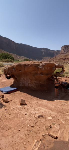 Sand Traverse is on the left, there's some interesting unnamed climbs to the right of the Pancake Mantle.