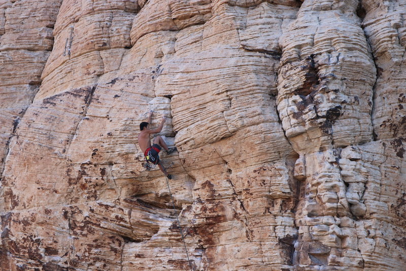The final moves of the route right after the upper crux