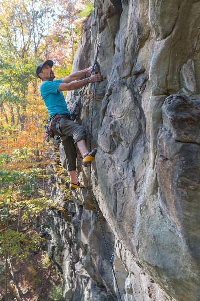 Pulling out of the upper major crux and on to a redpoint! With permission from Caleb Hills.