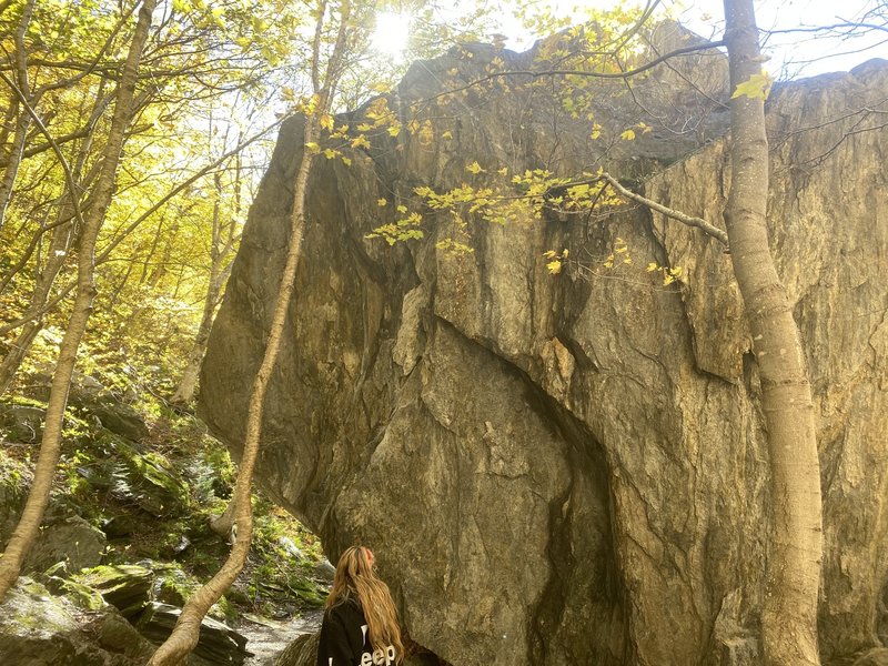 The King Boulder compared to a person.