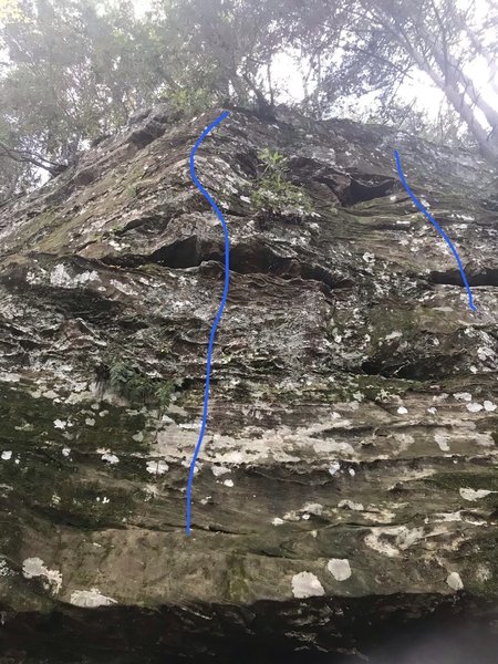 two routes on this end of the wall, not sure which is the 5.8 listed here