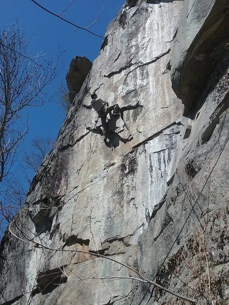 Bayard hanging on after the crux of "L-Whop"