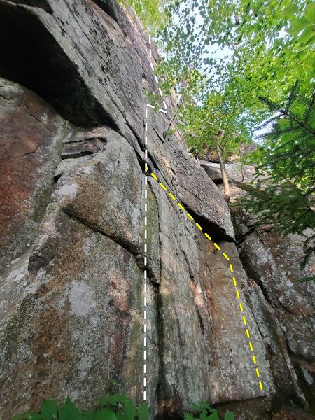 Twin Rises in the middle of this picture in white. Variation for the start in yellow.