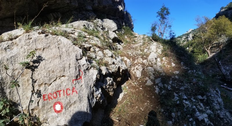 Route names are written at the base of most routes in Demir Kapija making it a very user-friendly location to climb.