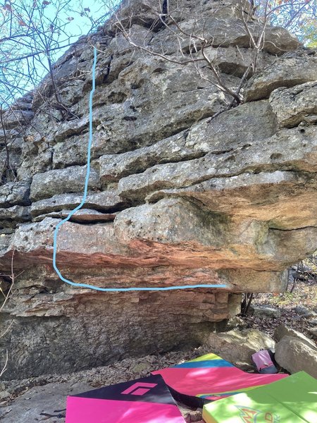 False hope line coming out the left (downhill) side of the overhang