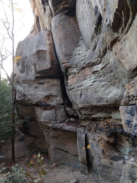 Gain the ledge, first piece (BD#5) can be placed directly under the crack
