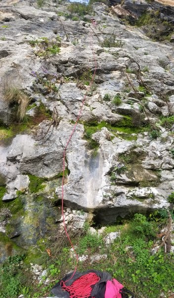 Dani at the top of Goat. The route is much more enjoyable than it appears in this photo :-)