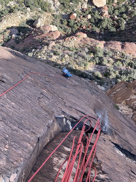 The third pitch. 11a-ish and well worth doing!