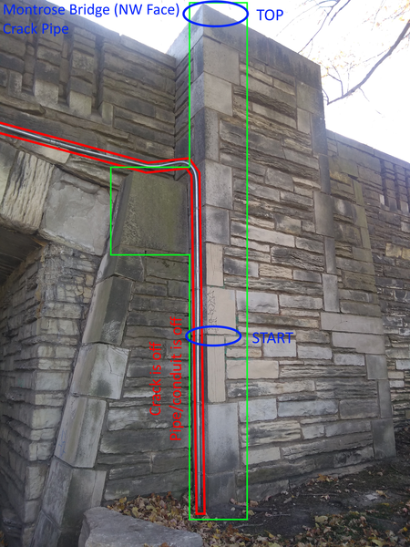Crack Pipe - Only cornerstones are on (in green); limestone, crack, and pipe are off (in red)