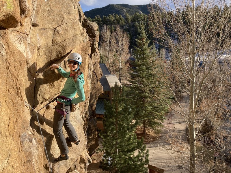 Vanessa Polcari enjoying the view from the summit of the River Wall on a crisp November day.