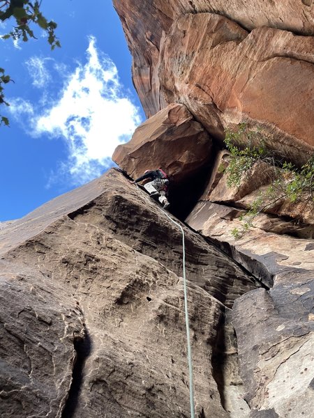 Leading the first business pitch. We scrambled up the gulley and ...