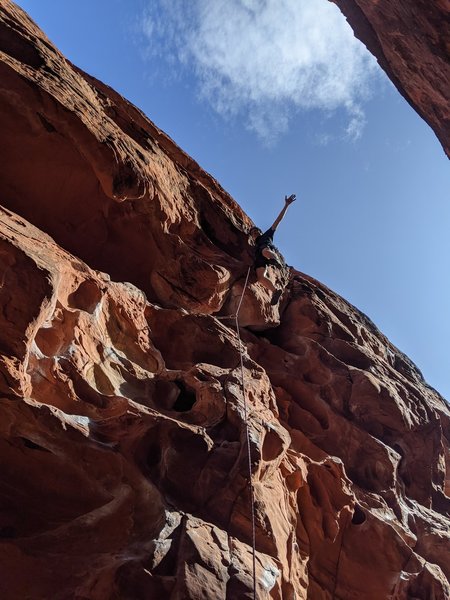 Having a little fun after the send.. 300% bomber chicken wing in the hueco!
