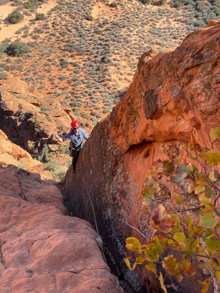 Pitch two second half. Be sure to follow the arete on climber's left. Bolts hard to see from below.