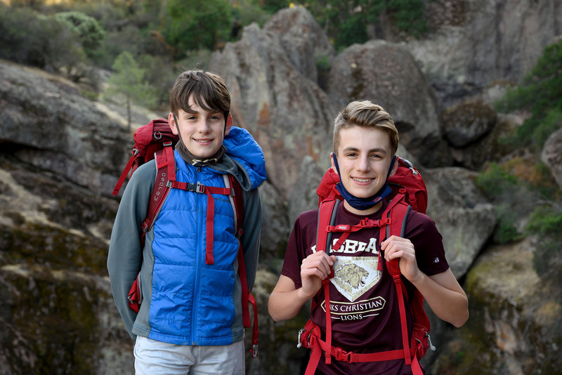 Man, they grow up fast! Wesley (11 years old) and Bryson (13 years old) on a Fall climbing outing in Pinnacles National Park.