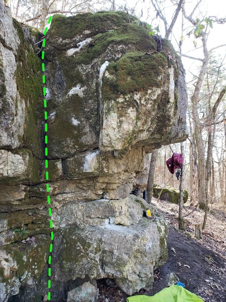 Swamp's Deep Dihedral. Sit start. Stay tight in the center of the mossy dihedral. (left of Buffalo's Head)