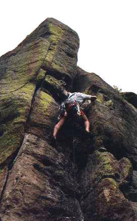 Ben on an early trad lead at his home stomping grounds.