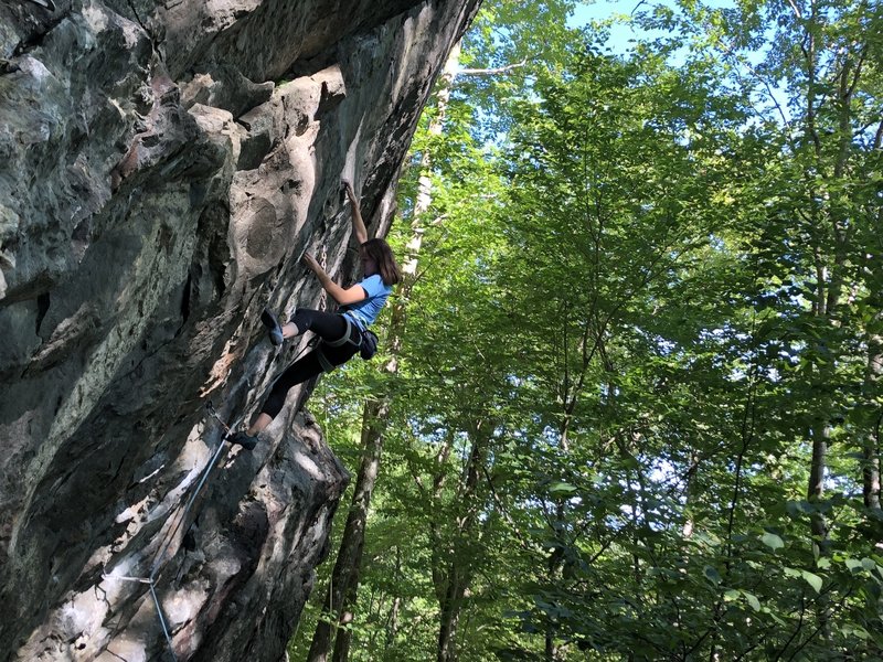 Figuring out the crux sequence (photo by Alix Benoit)