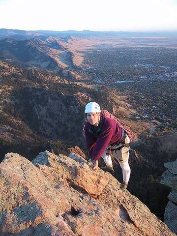 Mark Oveson near the summit, North Ride of the First Flatiron.