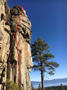 Climber is top roping off route to left of climb