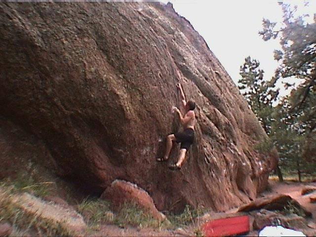 Jeff about to pull the crux move - sorry for the resolution :(
