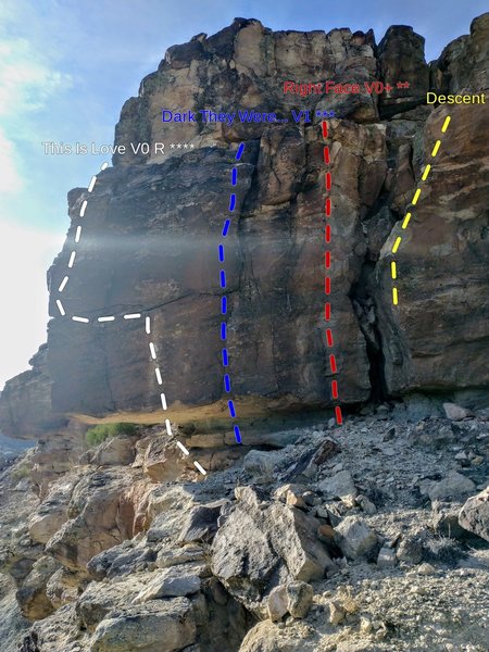The trio of problems on the southern flank of RIggs' Hill.