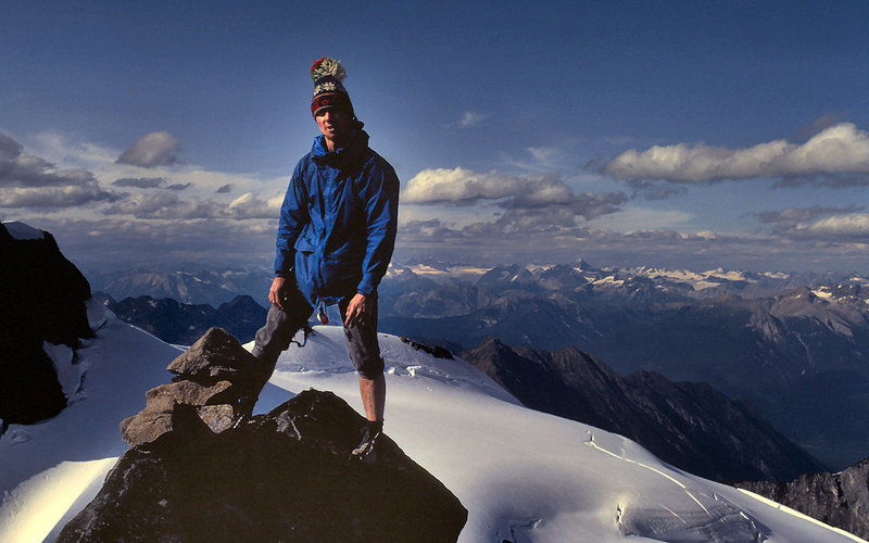Gustavo Brillembourg at the summit of the E Peak of the Gothics after doing a new route on the South Face in August 1983