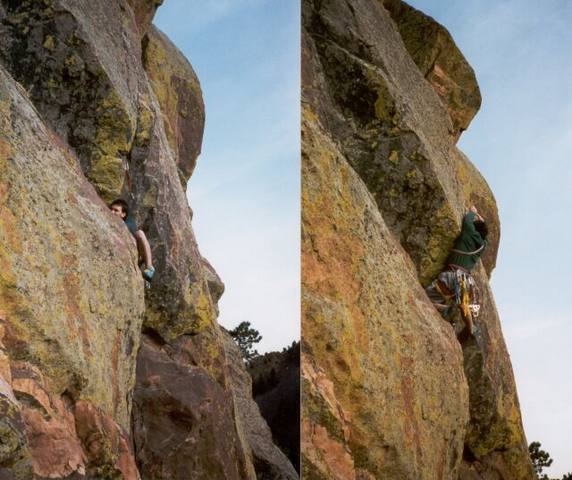 Mark Speiker getting into the 3rd Pitch of Ignominity. Photo by Tony Bubb.