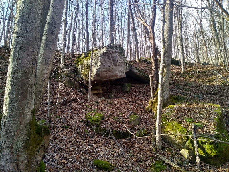 View of the boulder right from the trail.