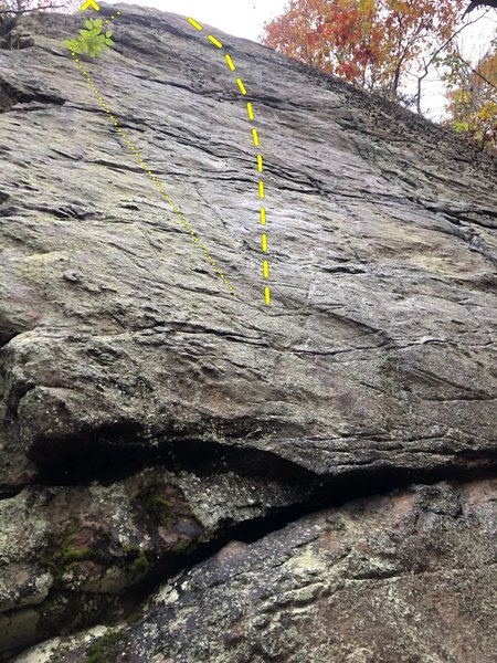 Hardest way up the rock, 5.9 variation off left