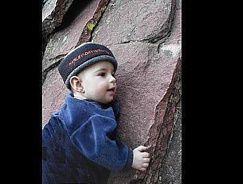 1 year old Dirk Komarnitsky starts his ascent of the Flatirons.