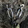 Anchor condition as of 2020-12-26, when the (ASCA) rap rings were swapped with (ASCA) Mussy hooks.<br>
<br>
(Nota bene: Mussy hooks are for safe, efficient lowering. If you intend to toprope the route, please do so via your own slings/lockers.)