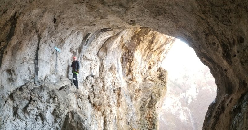 Dani enjoying another world-class the Via ferrata in Rugova Canyonm