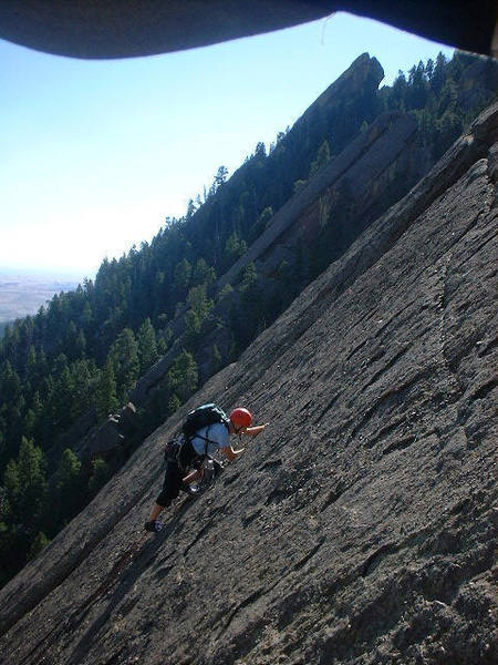 Kevin Currigan about 120' up. Photo by Roger Wilkerson on November 11, 2001