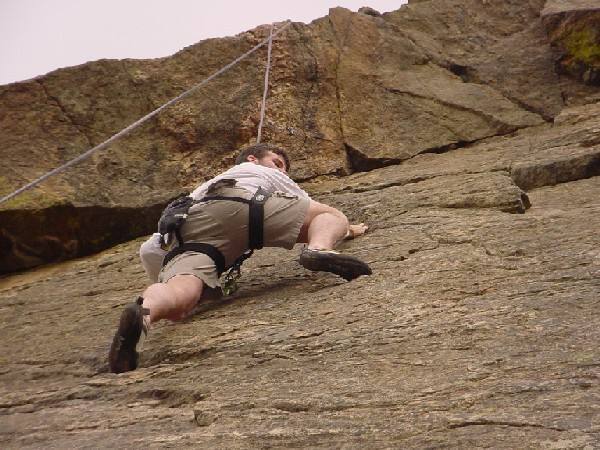 Rob Mullen working the crimps before the roof