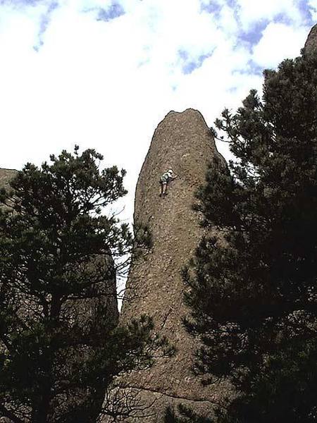 Shane trying to hold it together on the crux of the steeple.