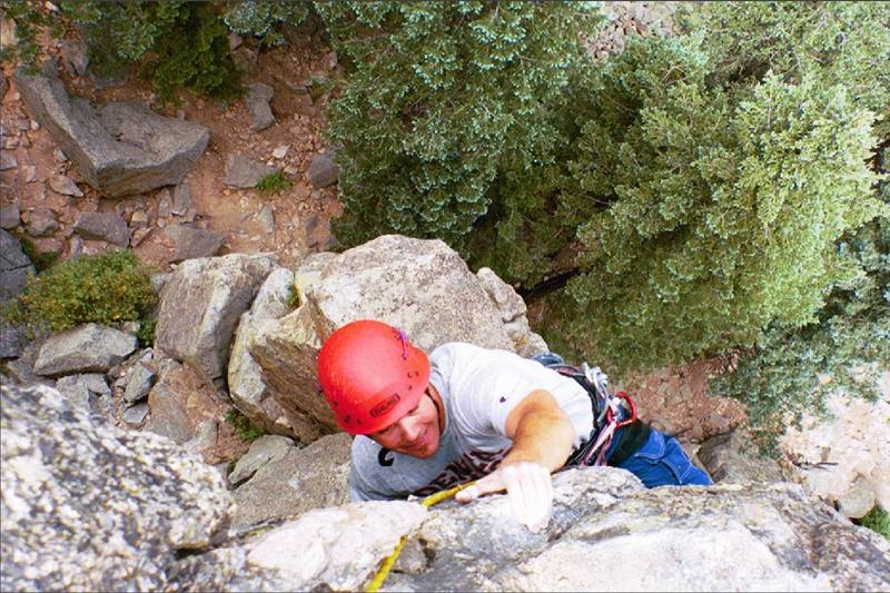 Conan Currigan on the overhang of the 2nd pitch on July 5, 2002.
