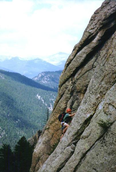 Theo Barker advances up the rock on a very cool anniversary climb.
