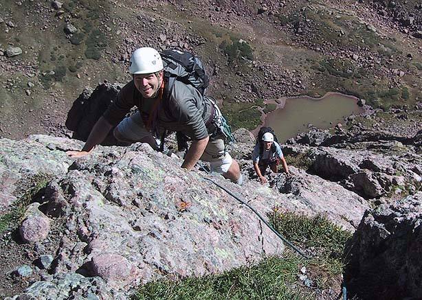 Fun climbing below the final crux headwall.