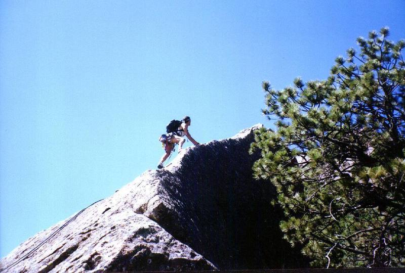 At the start of the upper ridge.