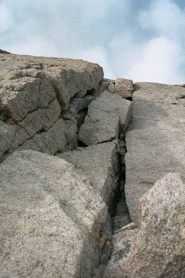 looking up the climb, the crux is visible at the top of the photo
