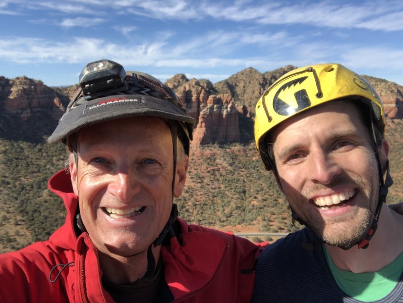 One old guy and an actual climber on top of Bell Rock.