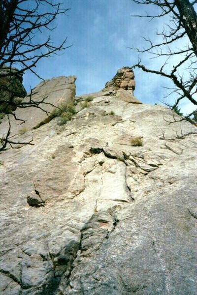 Another view of the pinnacle and the route from bottom to top.