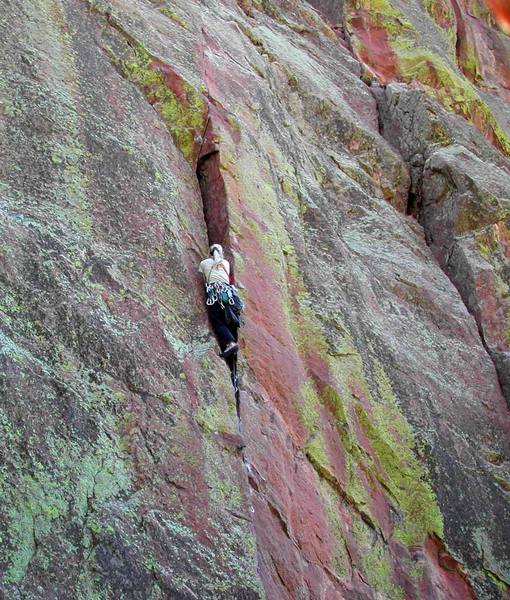 Working through the crux of pitch 1. (1 of 3)