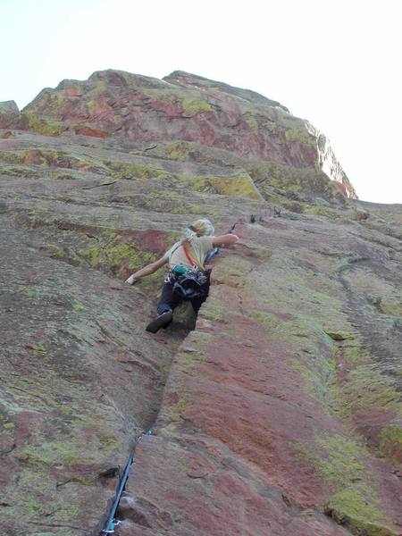 Working through the crux of pitch 1. (2 of 3)