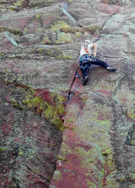 Working through the crux of pitch 1. (3 of 3)