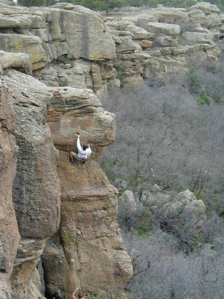 Alex toproping one of his first sport climbs ever.