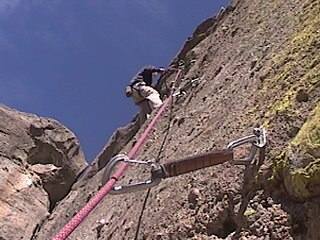 Boulderer Luke at the anchors of Emerald Epitah. I had no idea this kid could climb something higher than 10 feet.