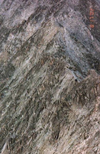 Climbers on the Knife Edge Ridge. Photo taken from the summit of K2.