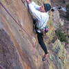 Bill Briggs on the traverse at the end of the first pitch