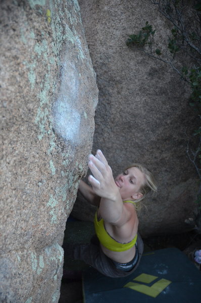 Gretchen making the lunge on dwelling well